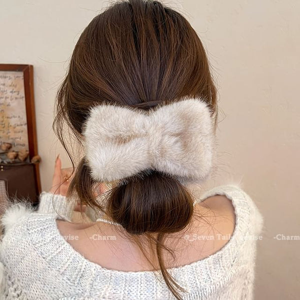 Bow Chenille Claw Hair Clip FashionChic