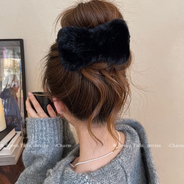 Bow Chenille Claw Hair Clip FashionChic
