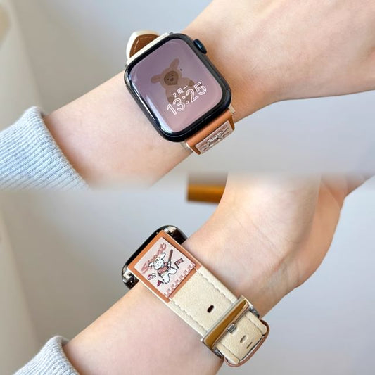 Leather Animal Watch Genuine Band Embroidered Apple FashionChic