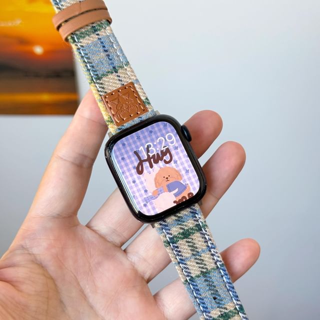 Watch Band Apple Fabric Plaid FashionChic