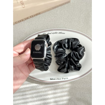 Faux Apple Leather Shirred Band Watch FashionChic