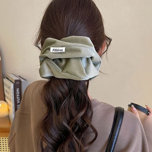 Label Scrunchie Lettering Striped FashionChic