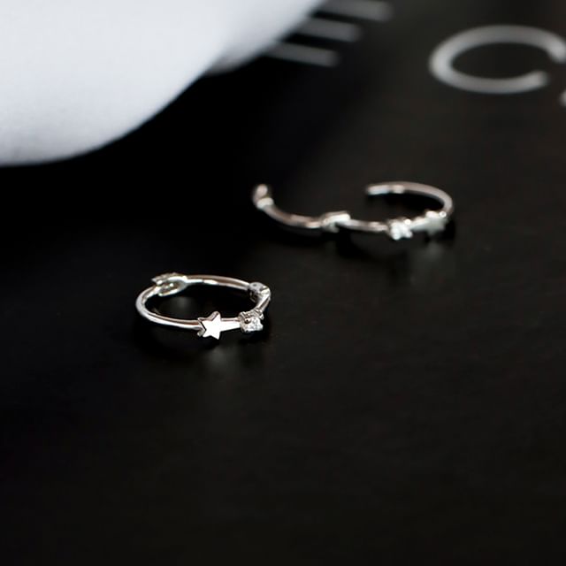 Cuff Star Huggie Sterling Earring S925 Ear / Silver FashionChic