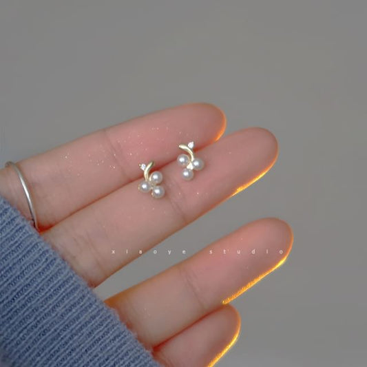 Stud Faux S925 Silver Earring Sterling Pearl FashionChic