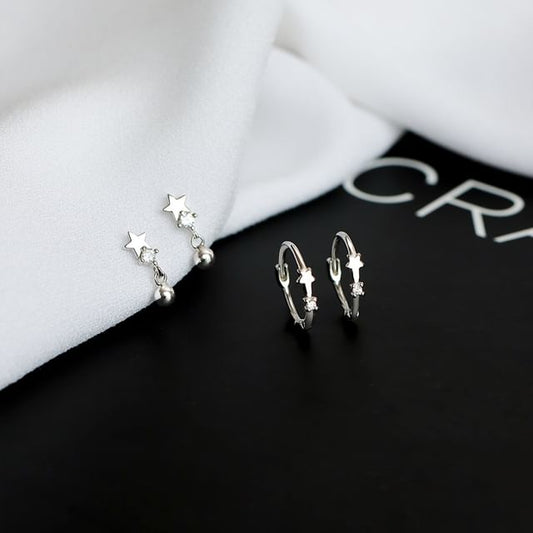 Cuff Star Huggie Sterling Earring S925 Ear / Silver FashionChic