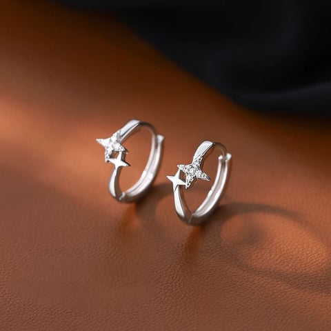 Hoop Earring Rhinestone Alloy Star FashionChic