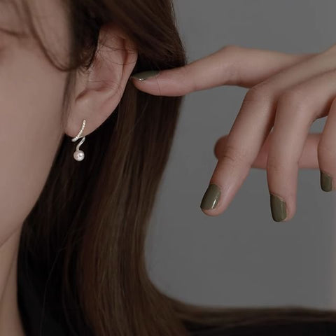 Faux Alloy Drop Pearl Earring FashionChic