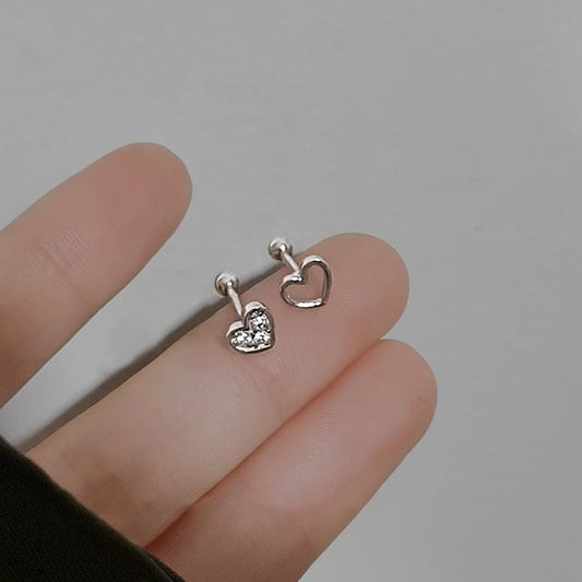 Asymmetrical Rhinestone Alloy Earring Heart Barbell FashionChic
