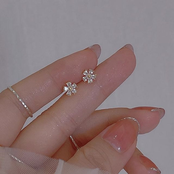 Floral Rhinestone Alloy Earring Stud FashionChic