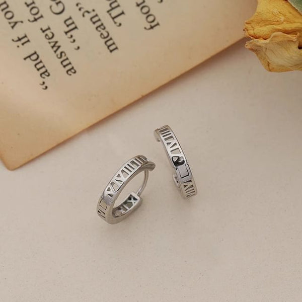 Numeral Earring Hoop Alloy Roman FashionChic