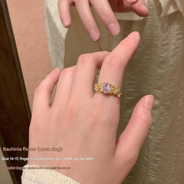 Brushed Alloy / Open Ring Set Rhinestone FashionChic