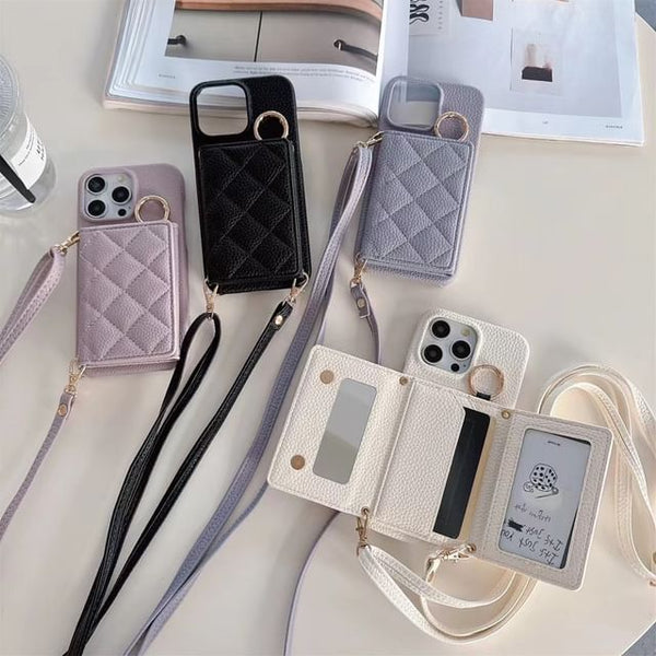 Lanyard Case Phone Holder Leather Card Faux with FashionChic