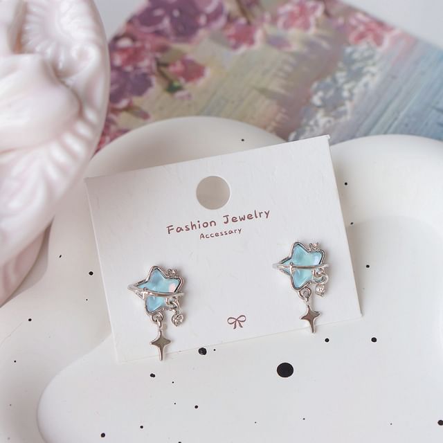 Star Clip / Rhinestone Earring Drop On FashionChic