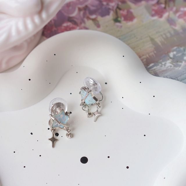 Star Clip / Rhinestone Earring Drop On FashionChic