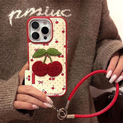 Cherry Strap / Set Embroidered Phone Case FashionChic