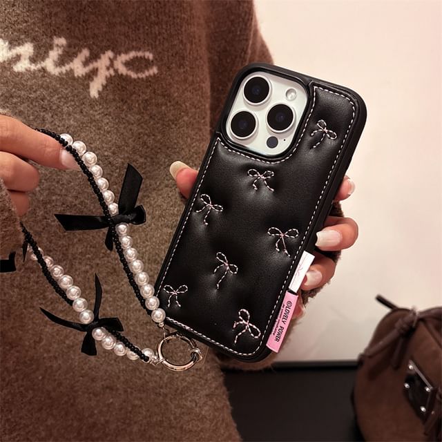 Bow / Set Strap Embroidered Case Phone FashionChic