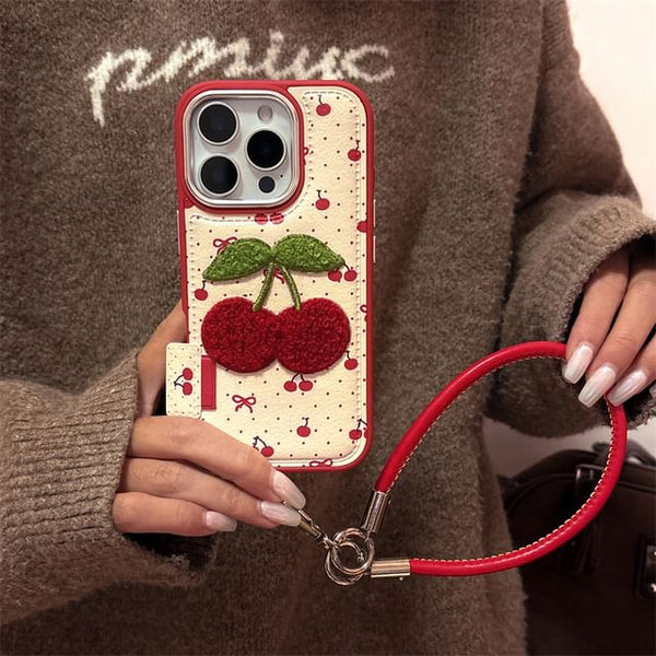 Cherry Strap / Set Embroidered Phone Case FashionChic