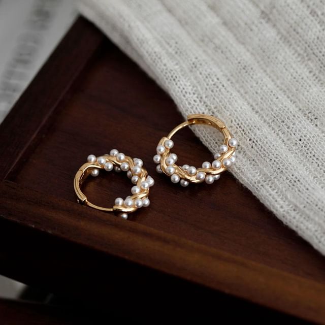 Pearl Earring Hoop Faux FashionChic