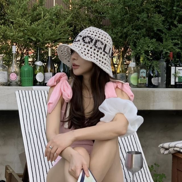 Lettering Bucket Hat Crochet FashionChic