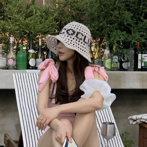 Lettering Bucket Hat Crochet FashionChic