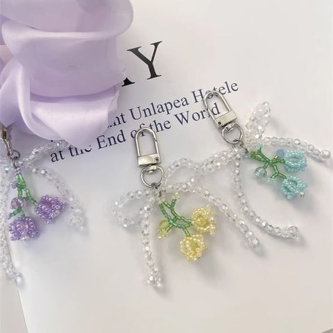 Charm Bow Beaded Phone Flower FashionChic