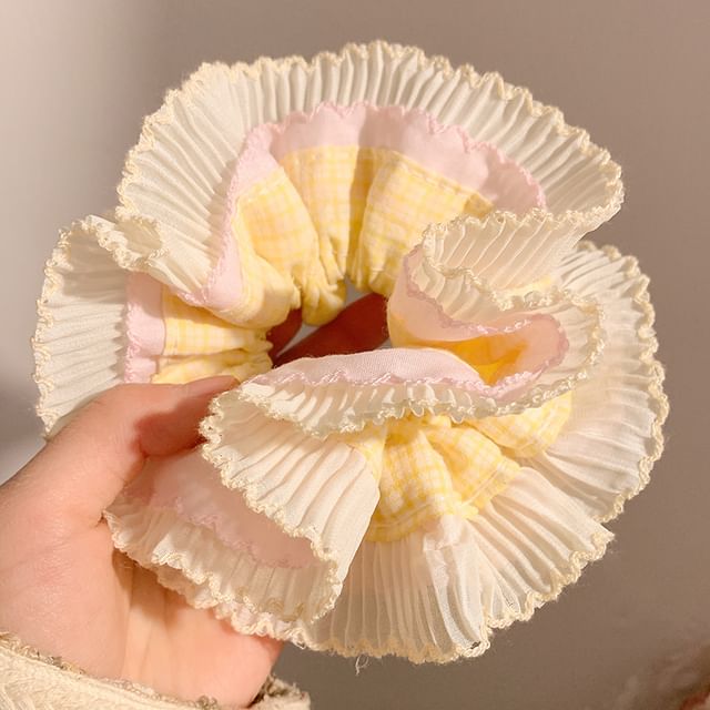 Pleated Scrunchie Plaid Panel FashionChic