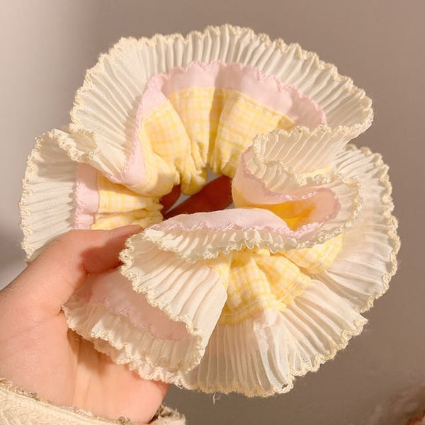 Pleated Scrunchie Plaid Panel FashionChic