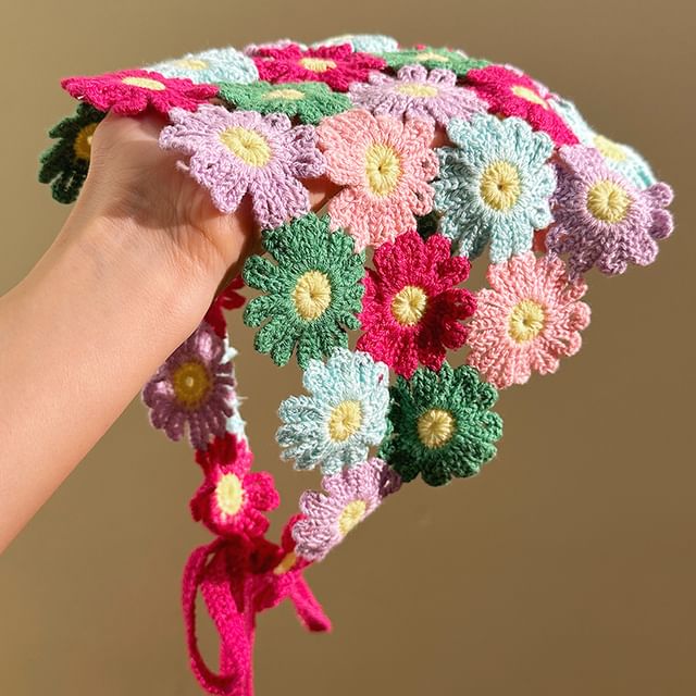 Head Triangle Knit Scarf Floral FashionChic