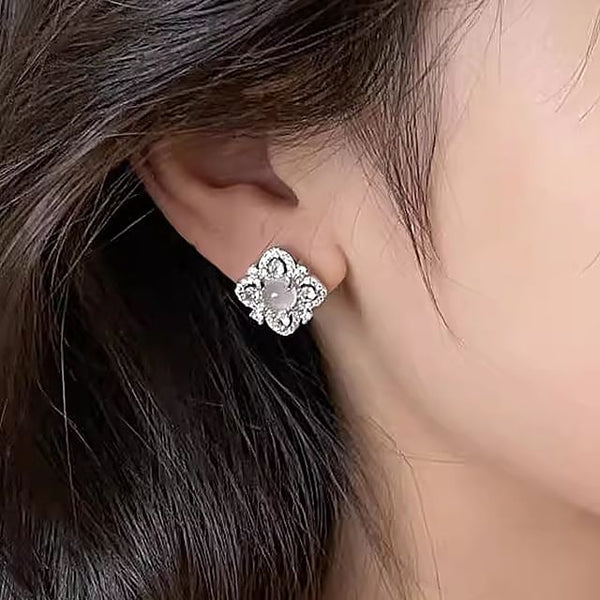 Rhinestone Earring Stud Leaf FashionChic