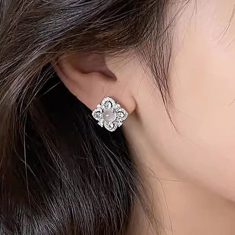 Rhinestone Earring Stud Leaf FashionChic