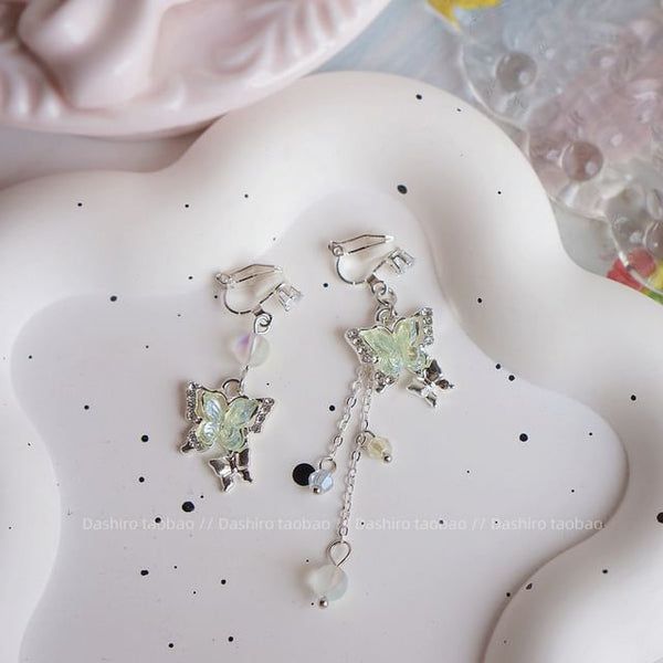 Dangle Butterfly Beaded On Clip / Earring FashionChic
