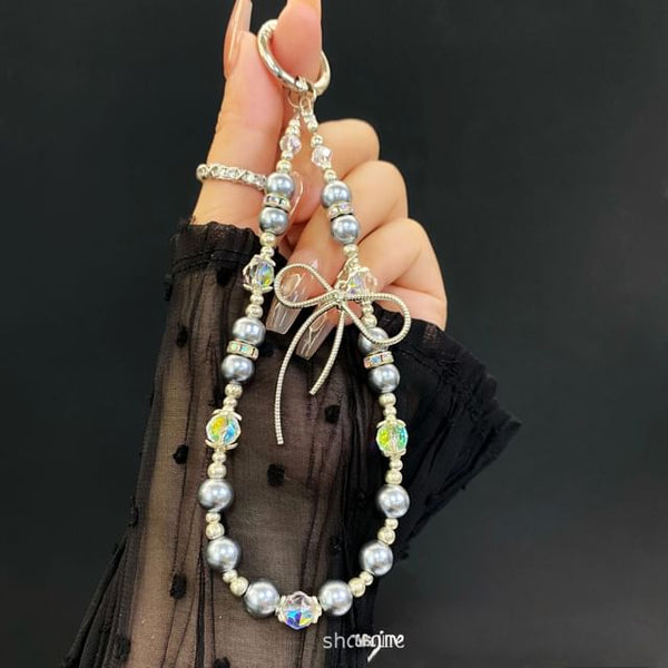 Lanyard Faux with Strap Pearl Pad Phone Bow FashionChic