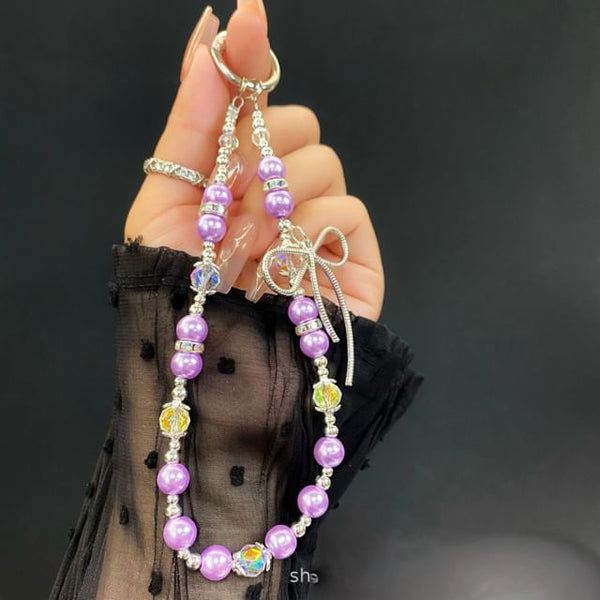 Lanyard Faux with Strap Pearl Pad Phone Bow FashionChic