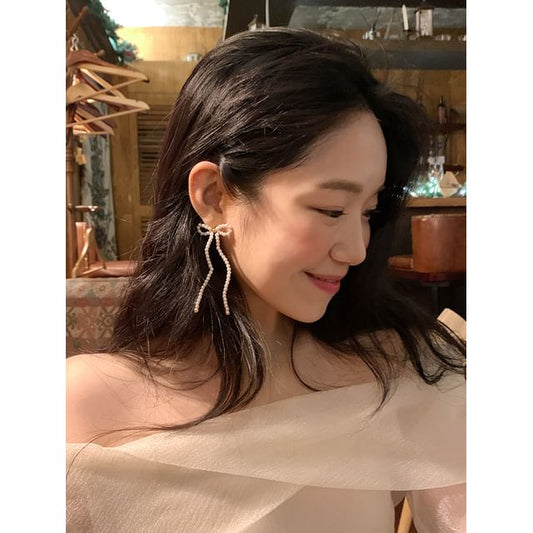 Silver Beaded 925 Sterling Earring Bow Stud FashionChic