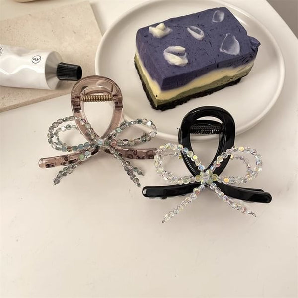 Claw Bow Beaded Hair Acrylic FashionChic