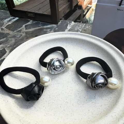 Faux Pearl Tie Hair Flower FashionChic