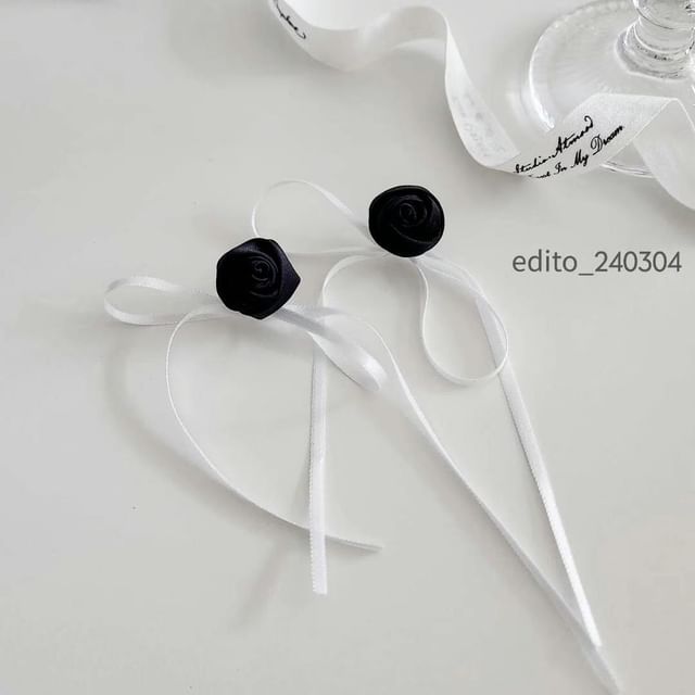 Earring Stud Ribbon Flower FashionChic
