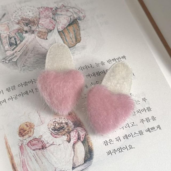 Set Fluffy Heart Clip Hair FashionChic