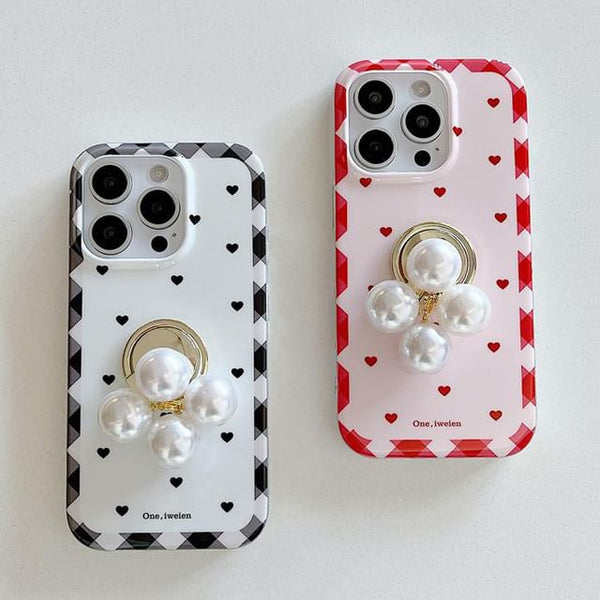 Ring / Finger Set Pearl Phone Case Faux Heart FashionChic