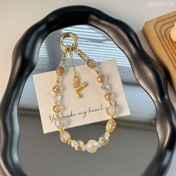 Butterfly Lanyard Crystal Pad Phone with Strap Faux FashionChic