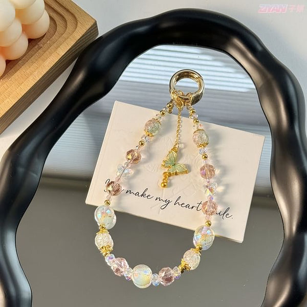 Butterfly Lanyard Crystal Pad Phone with Strap Faux FashionChic