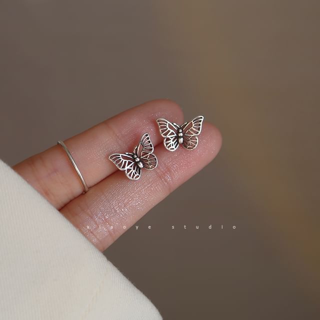 Stud Earring Butterfly Silver Sterling S925 FashionChic