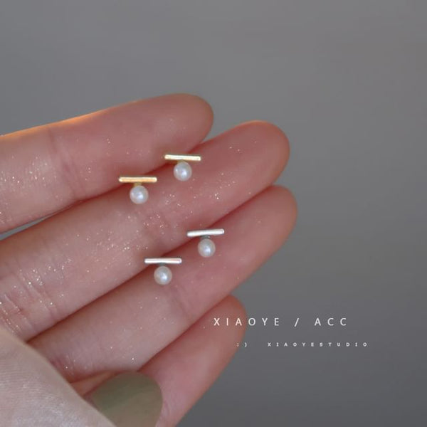 Silver Faux S925 Sterling Stud Earring Pearl FashionChic