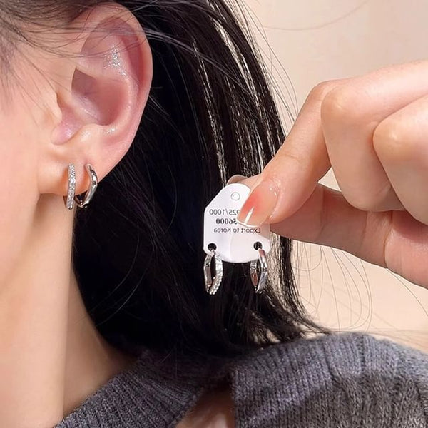 / Rhinestone Alloy Polished Earring Square Huggie FashionChic