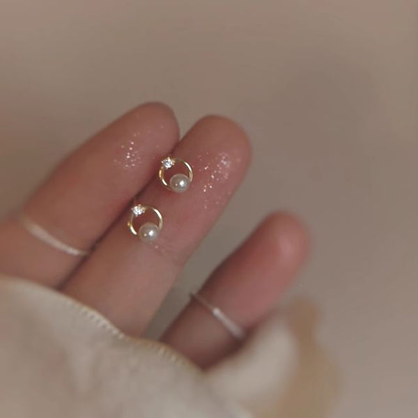 Earring Stud Alloy Pearl Faux Rhinestone FashionChic