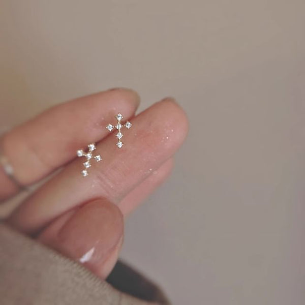 Stud Cross Rhinestone Alloy Earring FashionChic