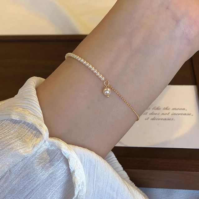 Pearl Alloy Bracelet Faux FashionChic