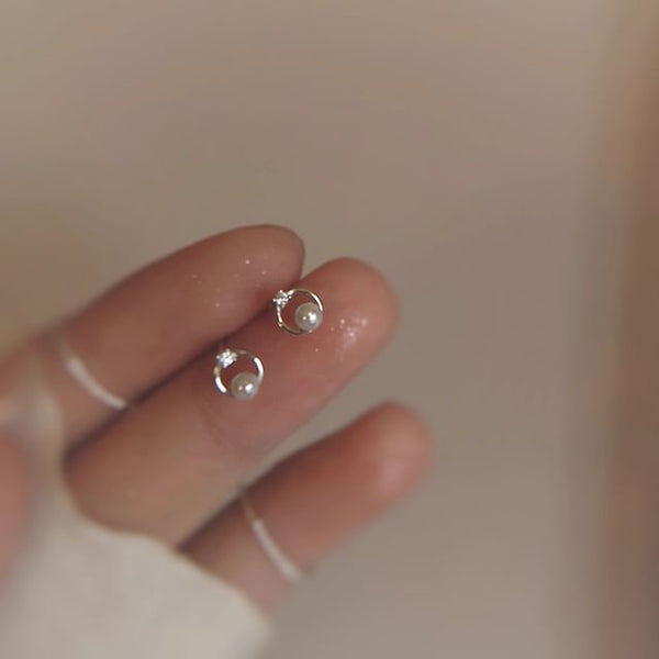 Earring Stud Alloy Pearl Faux Rhinestone FashionChic