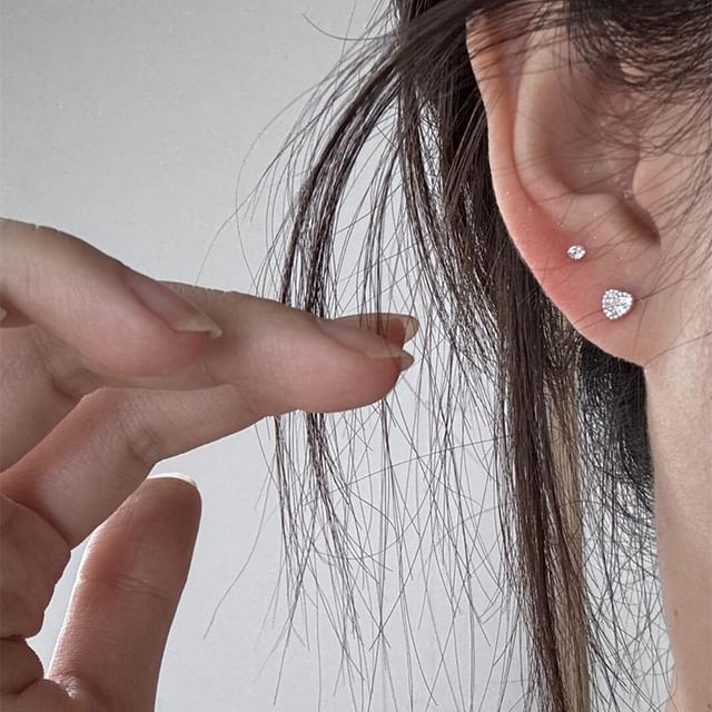 Stud Rhinestone Earring Heart Alloy FashionChic