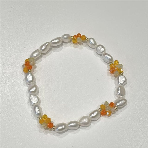 Silver Beaded Bow Sterling 925 Natural / Pearl Bracelet FashionChic